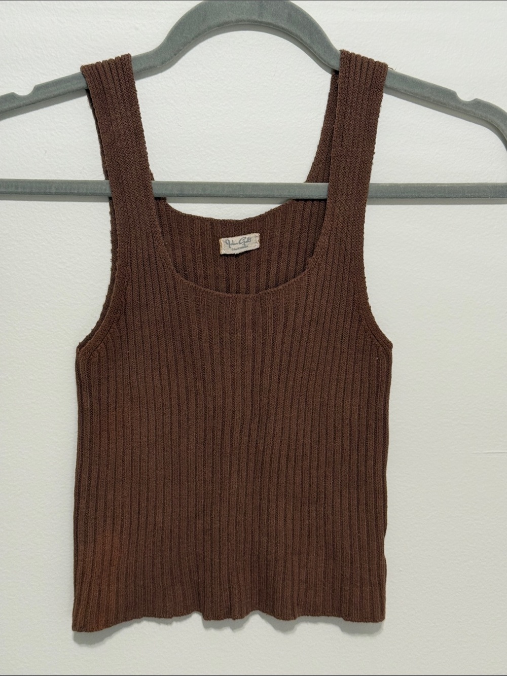 John Galt Ribbed Knit Tank Top in Chocolate Brown